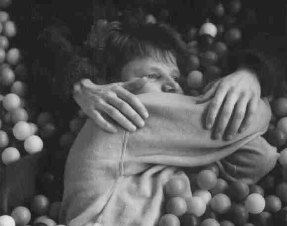 calming down in the ball bath